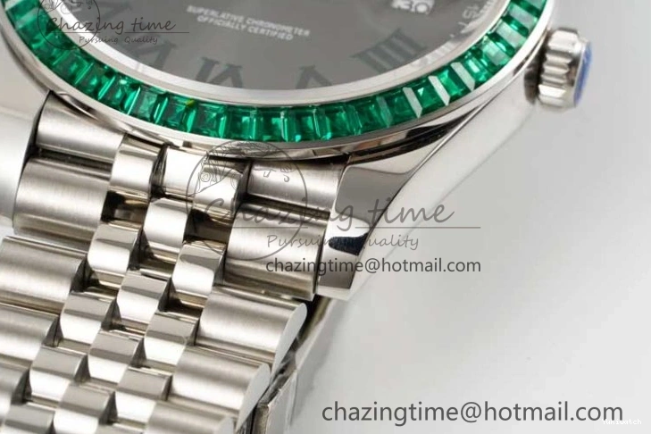 Marker Steel 41mm Diamonds on Arabic Best Dial Jubilee Gray 1:1 904L SA3235 Green Bracelet Bezel Edition DateJust DIWF 0329